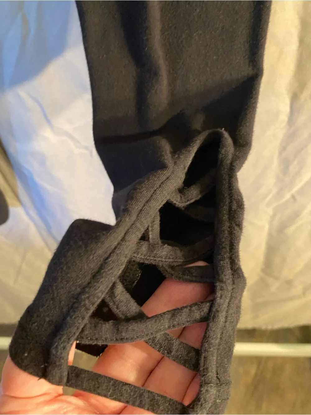 Justice Black Leggings with Pink-Outlined Logo